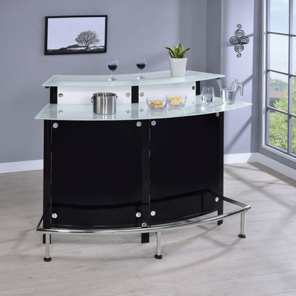 Coaster Keystone Curved Glass Top Home Bar Cabinet with Wine Storage - Black