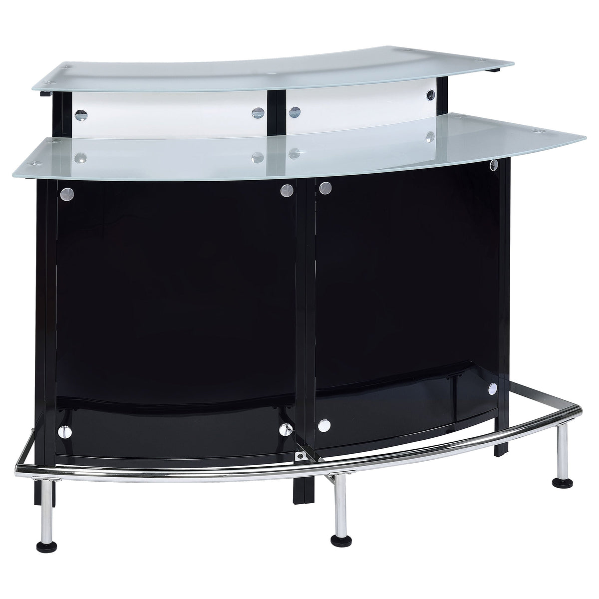 Coaster Keystone Curved Glass Top Home Bar Cabinet with Wine Storage - Black