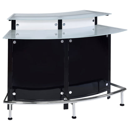 Coaster Keystone Curved Glass Top Home Bar Cabinet with Wine Storage - Black