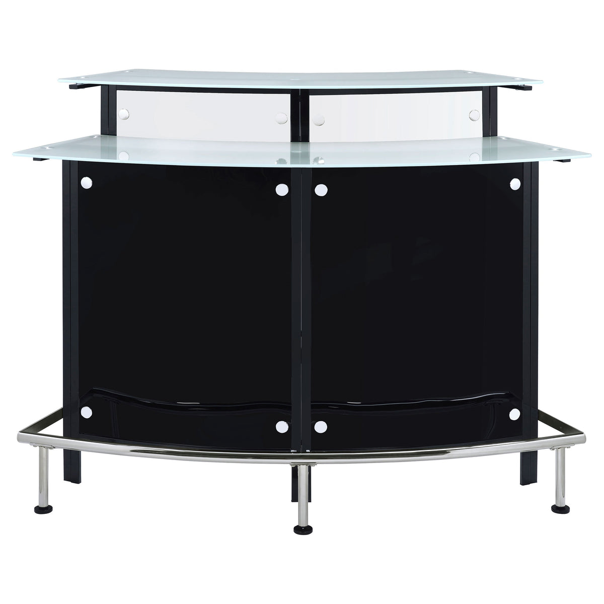 Coaster Keystone Curved Glass Top Home Bar Cabinet with Wine Storage - Black