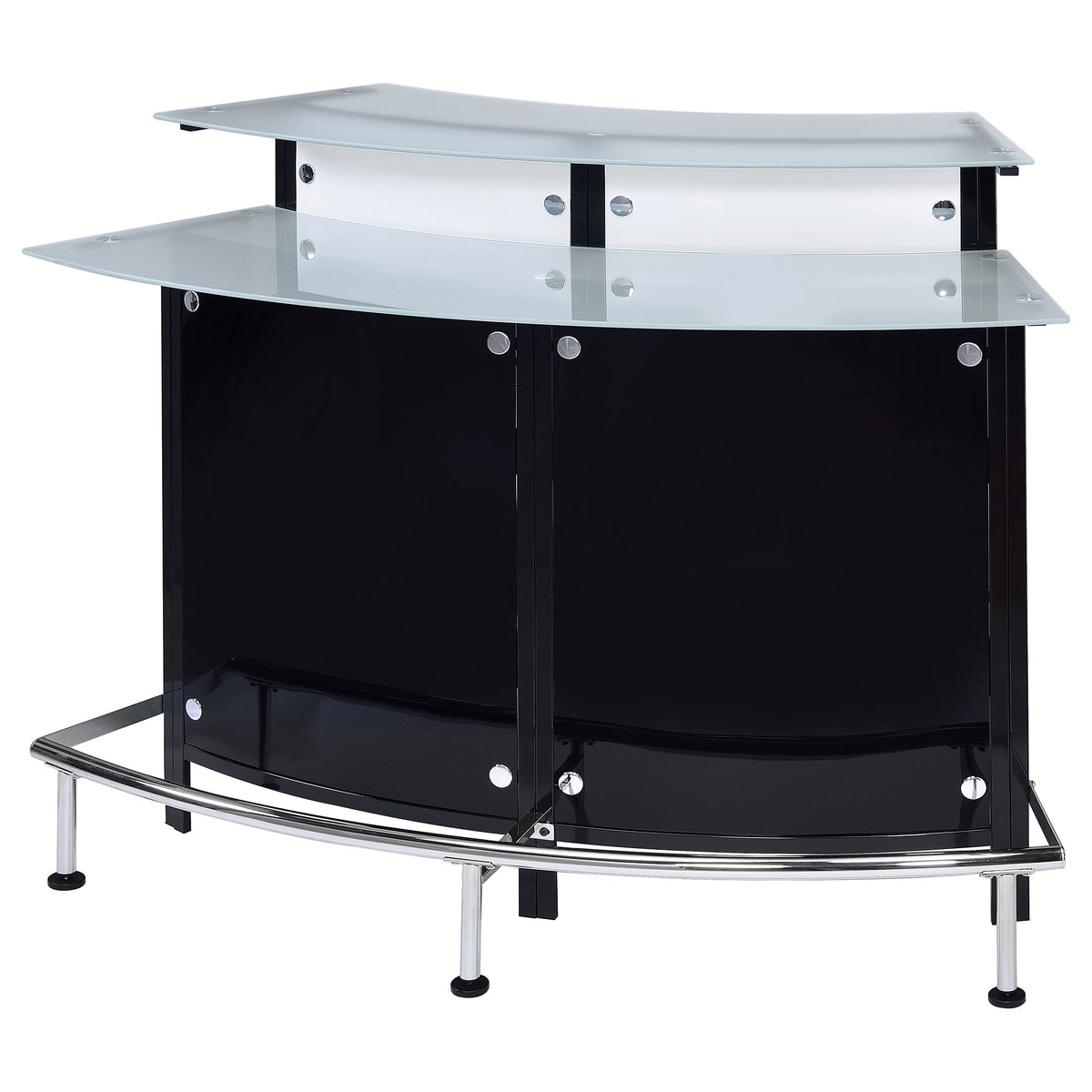 Coaster Keystone Curved Glass Top Home Bar Cabinet with Wine Storage - Black