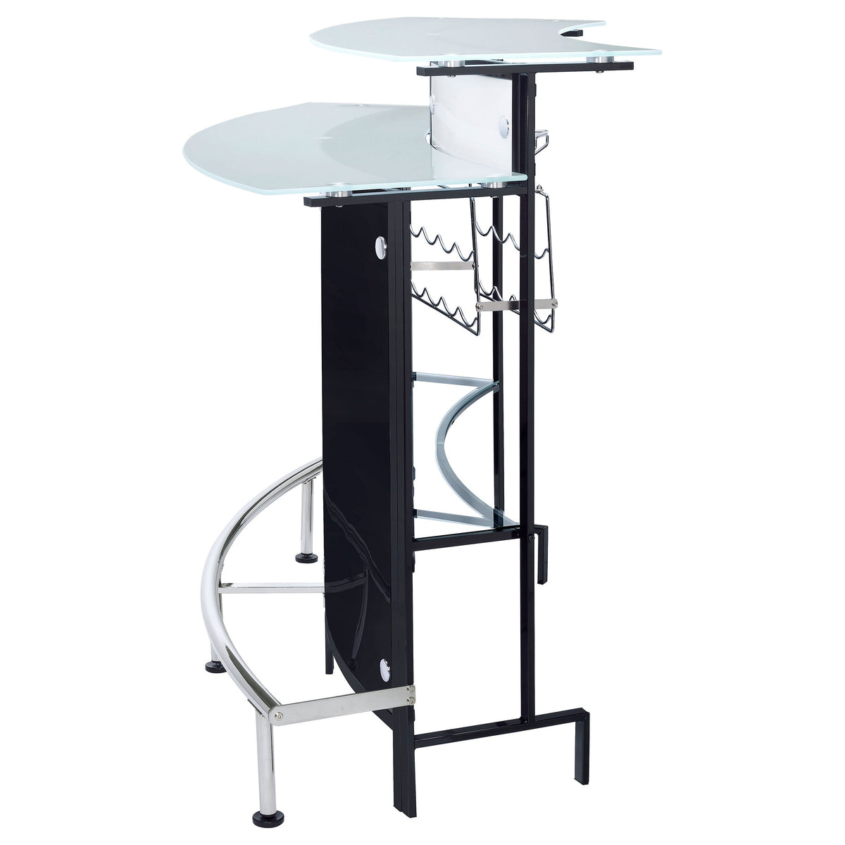 Coaster Keystone Curved Glass Top Home Bar Cabinet with Wine Storage - Black