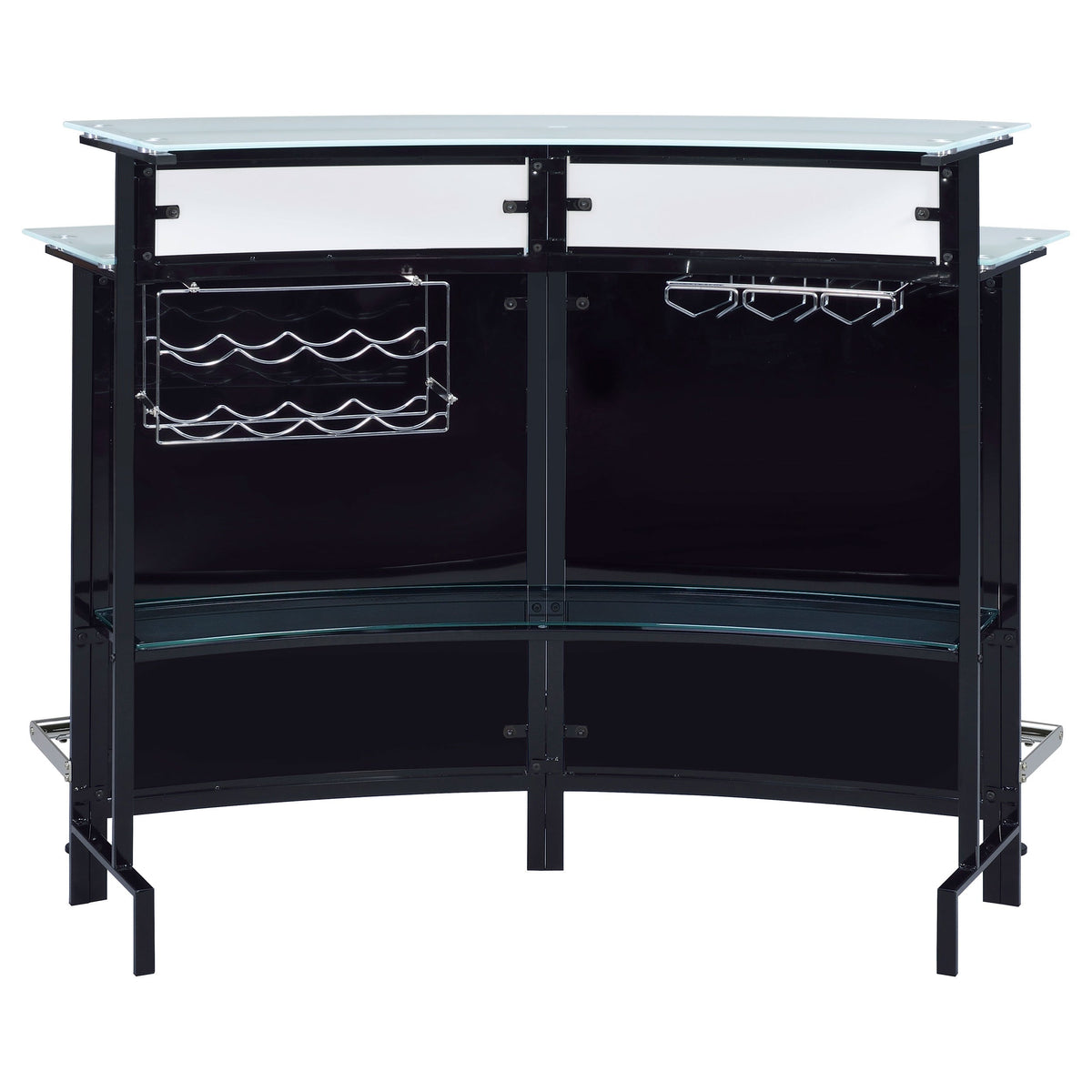 Coaster Keystone Curved Glass Top Home Bar Cabinet with Wine Storage - Black