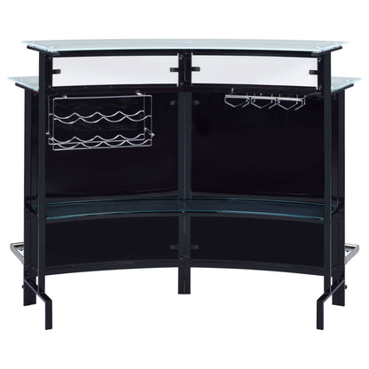 Coaster Keystone Curved Glass Top Home Bar Cabinet with Wine Storage - Black