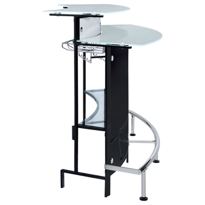 Coaster Keystone Curved Glass Top Home Bar Cabinet with Wine Storage - Black