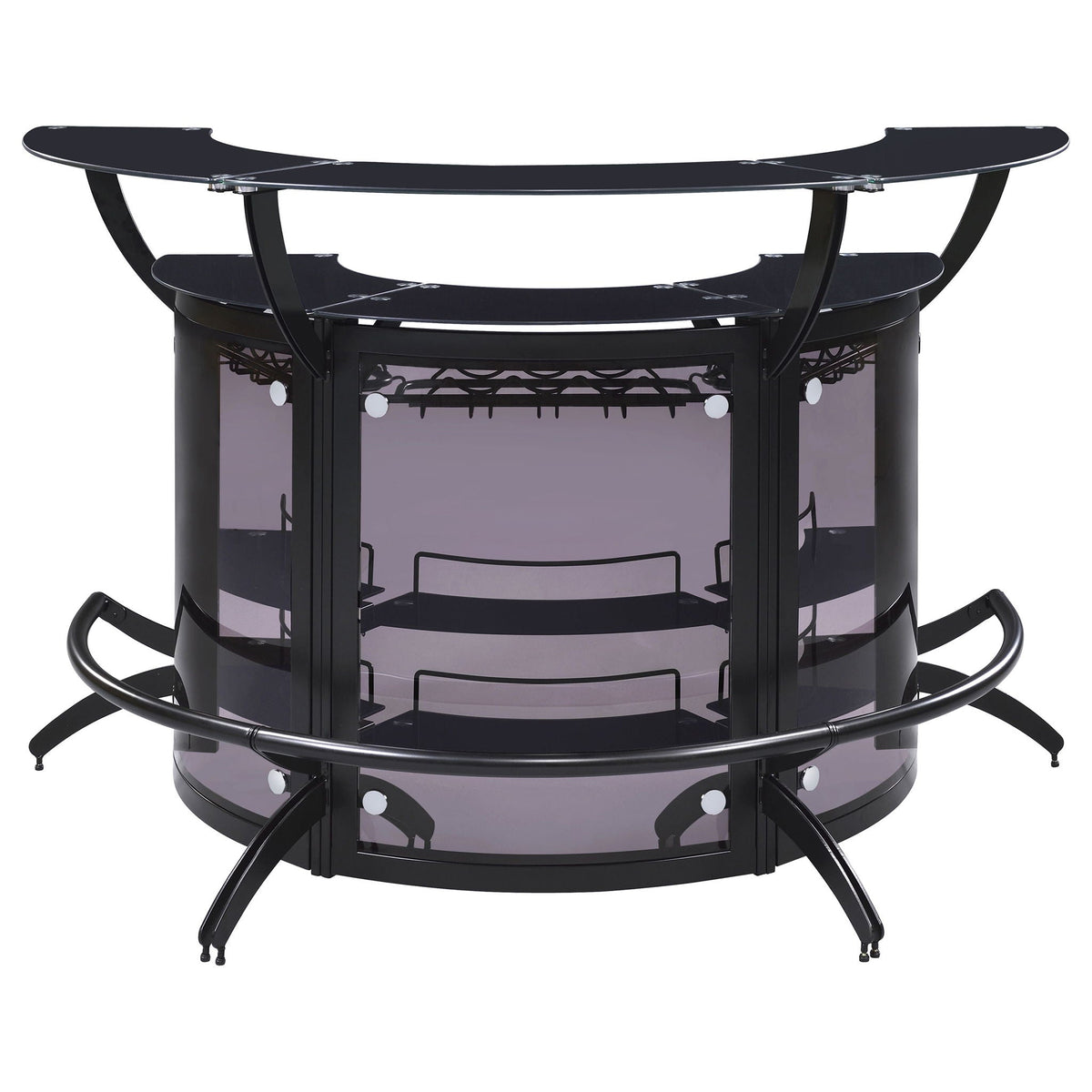 Coaster Dallas 3-Piece Curved Home Bar Set with Glass Shelves - Black