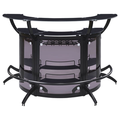Coaster Dallas 3-Piece Curved Home Bar Set with Glass Shelves - Black