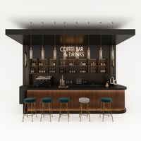 Home Bar Station Built for Coffee & Cocktails, Espresso Bay, LED Back-Bar, Undercounter Refrigeration