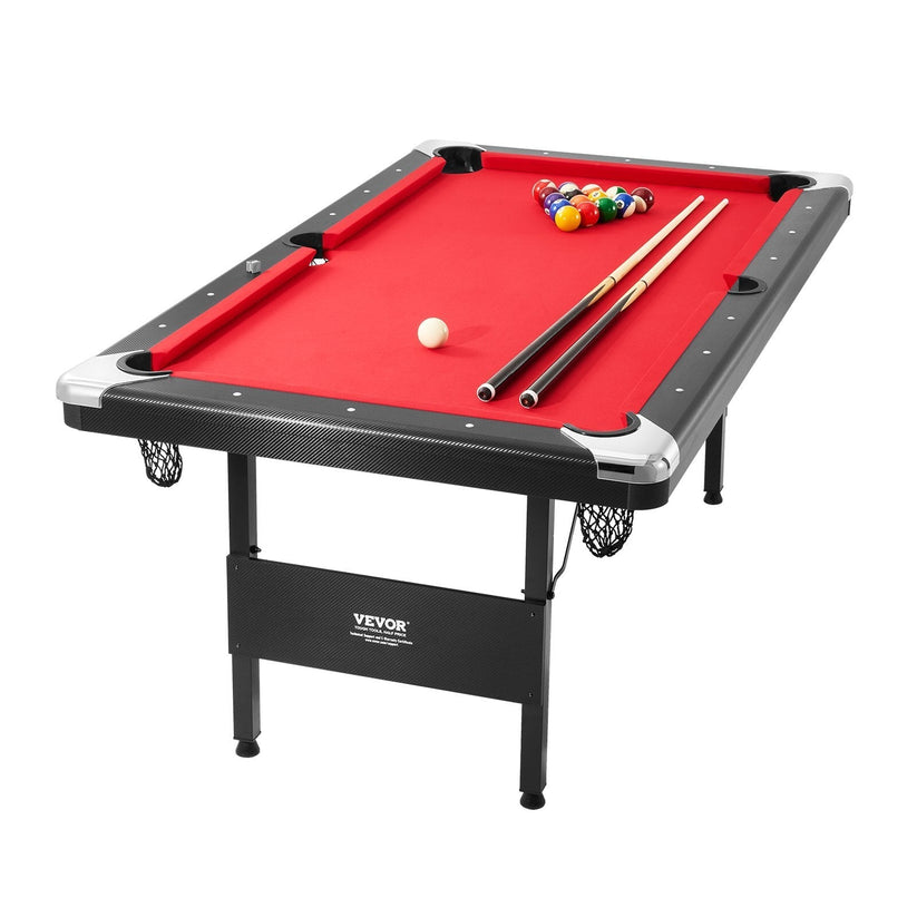 VEVOR 6.3-Foot Foldable Pool Table with Red Cloth and Accessories ...