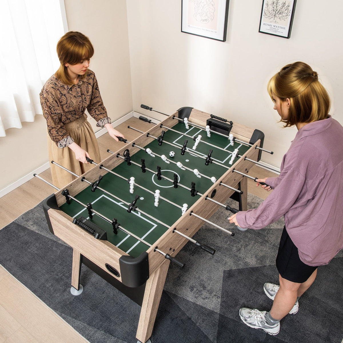 54-Inch Foosball Table with 26 Players, 2 Balls and Adjustable Leg Levelers — Natural Finish