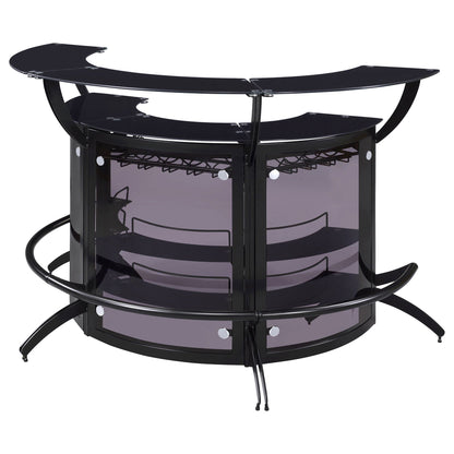 Coaster Dallas 3-Piece Curved Home Bar Set with Glass Shelves - Black