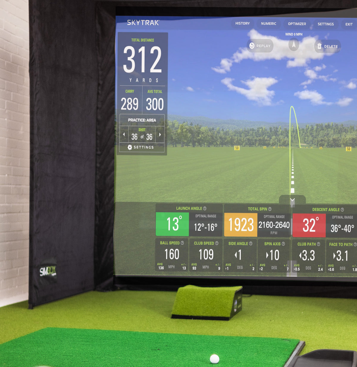 GolfBays SimBox Golf Simulator Enclosure with PRO+ Impact Screen and Side Barriers