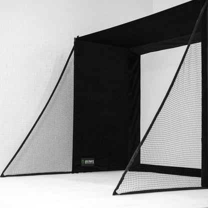 GolfBays SimBox Golf Simulator Enclosure with PRO+ Impact Screen and Side Barriers