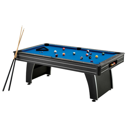 7-Foot Pool Table with Blue Cloth, Ball Return, Two Cues and Billiard Balls