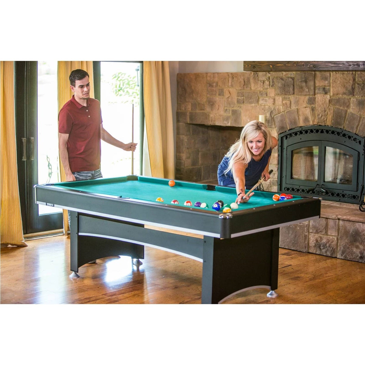 7-Foot 2-in-1 Pool Table and Table Tennis Conversion Top Set