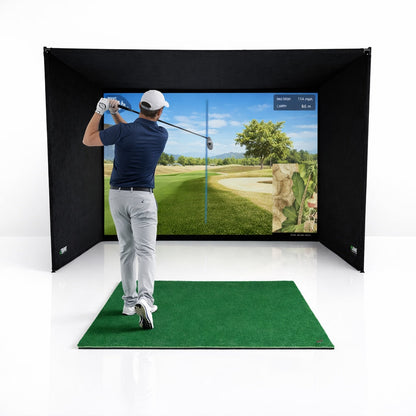 GolfBays SimBox Golf Simulator Enclosure with PRO+ Impact Screen and Side Barriers