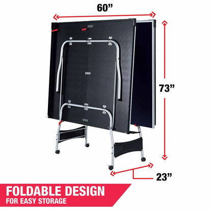 9-Foot Folding Table Tennis Table with Net, Two Paddles and Two Balls