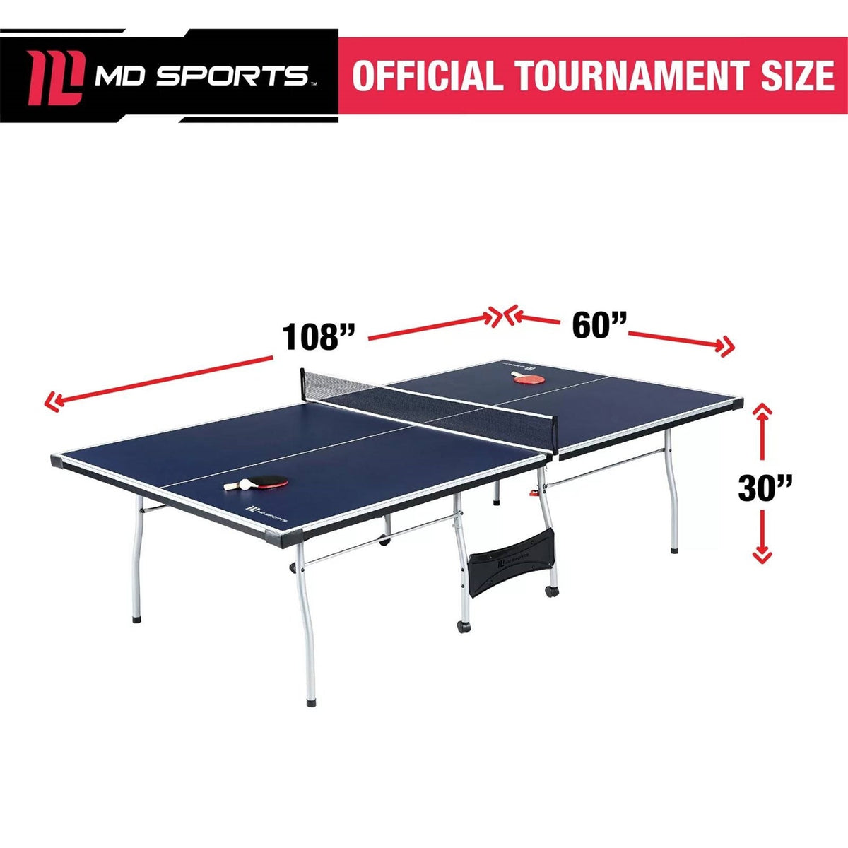 9-Foot Folding Table Tennis Table with Net, Two Paddles and Two Balls