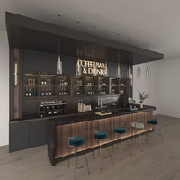 Home Bar Station Built for Coffee & Cocktails, Espresso Bay, LED Back-Bar, Undercounter Refrigeration