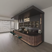 Home Bar Station Built for Coffee & Cocktails, Espresso Bay, LED Back-Bar, Undercounter Refrigeration