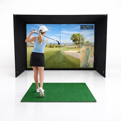 GolfBays EasySim Golf Simulator Enclosure with Lite Impact Screen and Black Surround