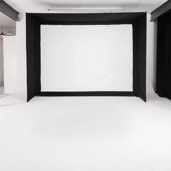 GolfBays EasySim Golf Simulator Enclosure with Lite Impact Screen and Black Surround