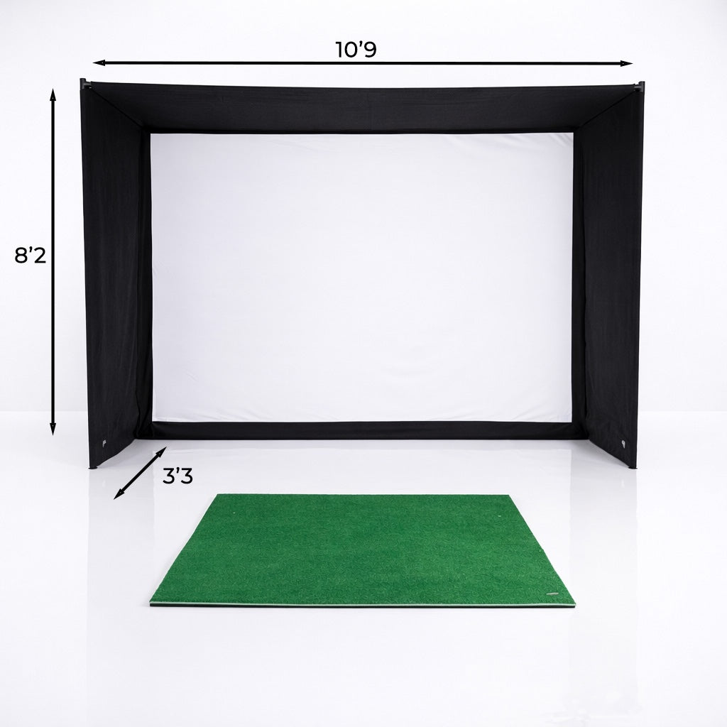 GolfBays EasySim Golf Simulator Enclosure with Lite Impact Screen and Black Surround