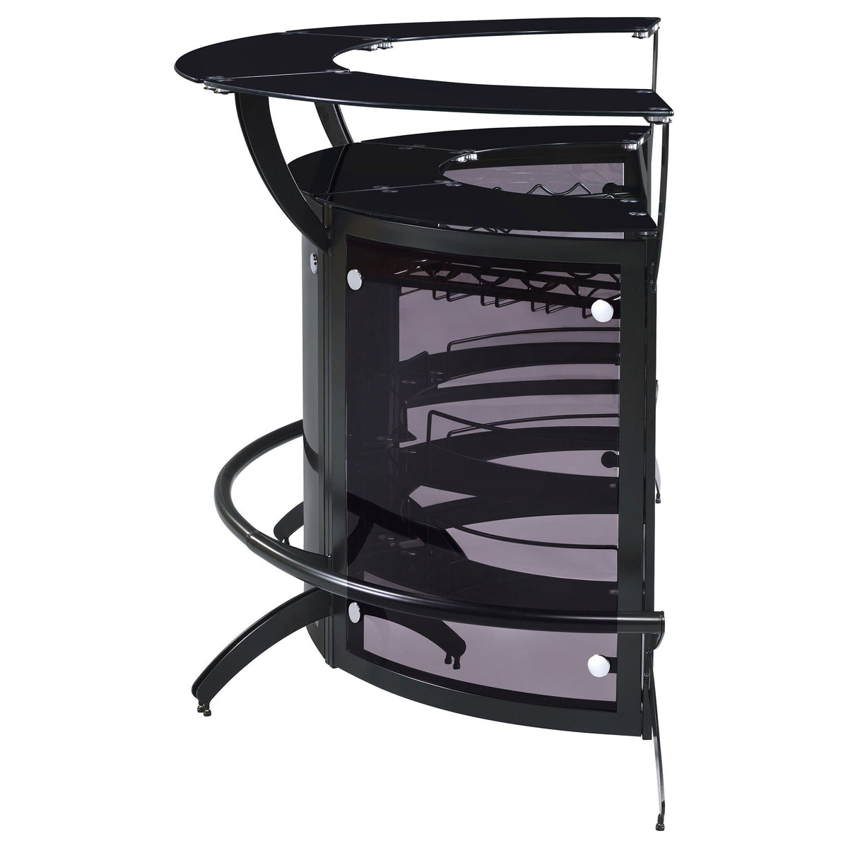 Coaster Dallas 3-Piece Curved Home Bar Set with Glass Shelves - Black