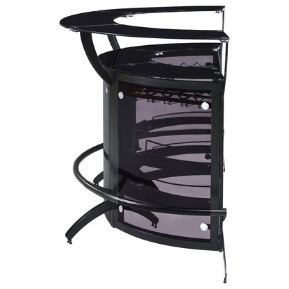 Coaster Dallas 3-Piece Curved Home Bar Set with Glass Shelves - Black