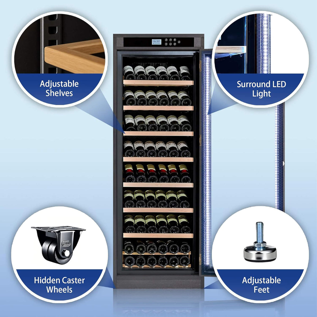 102-Bottle Temperature-Controlled Wine Cabinet with Multi-Tier Storage