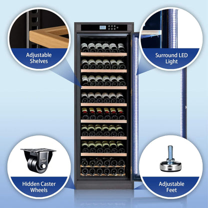 102-Bottle Temperature-Controlled Wine Cabinet with Multi-Tier Storage