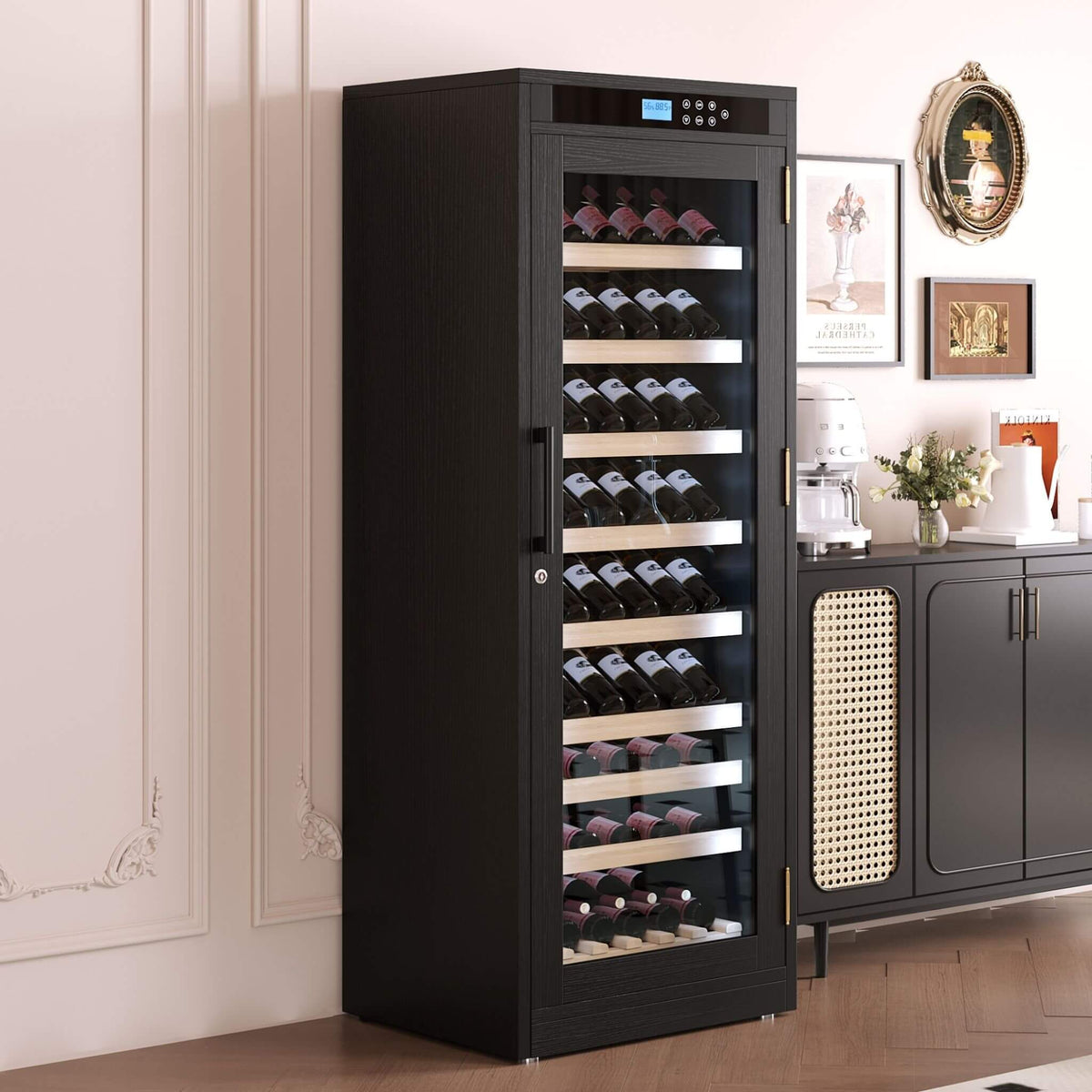 102-Bottle Temperature-Controlled Wine Cabinet with Multi-Tier Storage
