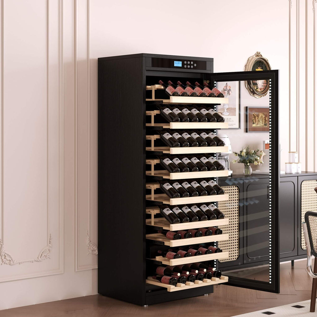 102-Bottle Temperature-Controlled Wine Cabinet with Multi-Tier Storage