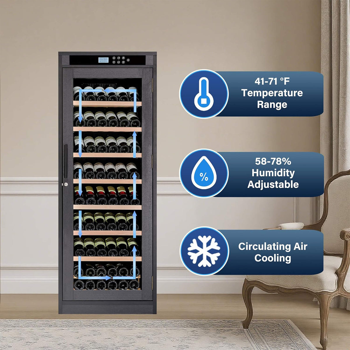 102-Bottle Temperature-Controlled Wine Cabinet with Multi-Tier Storage